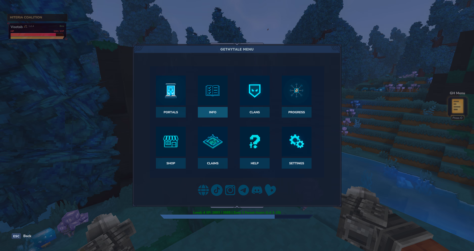 Скриншот сервера